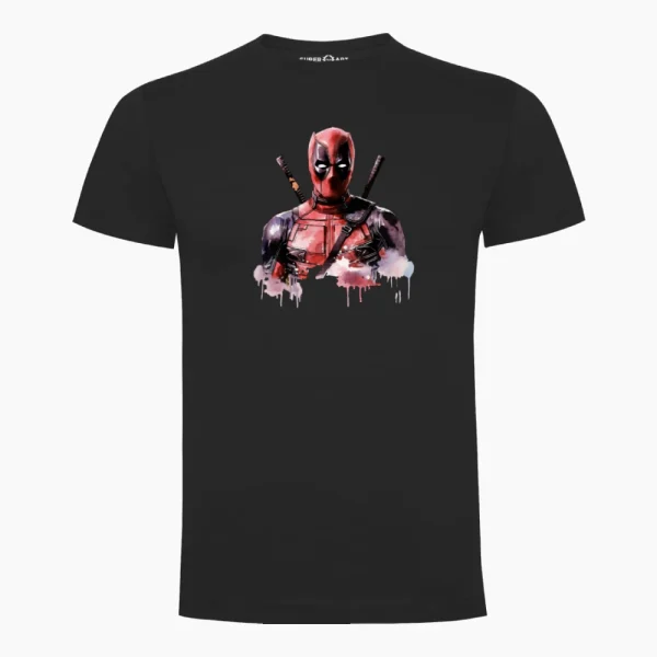 Dead pool acuarela.Camiseta Adulto en negro.